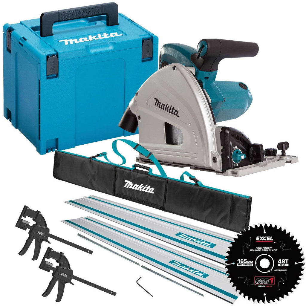 Professional 165mm Plunge Saw With Guide Rail System
