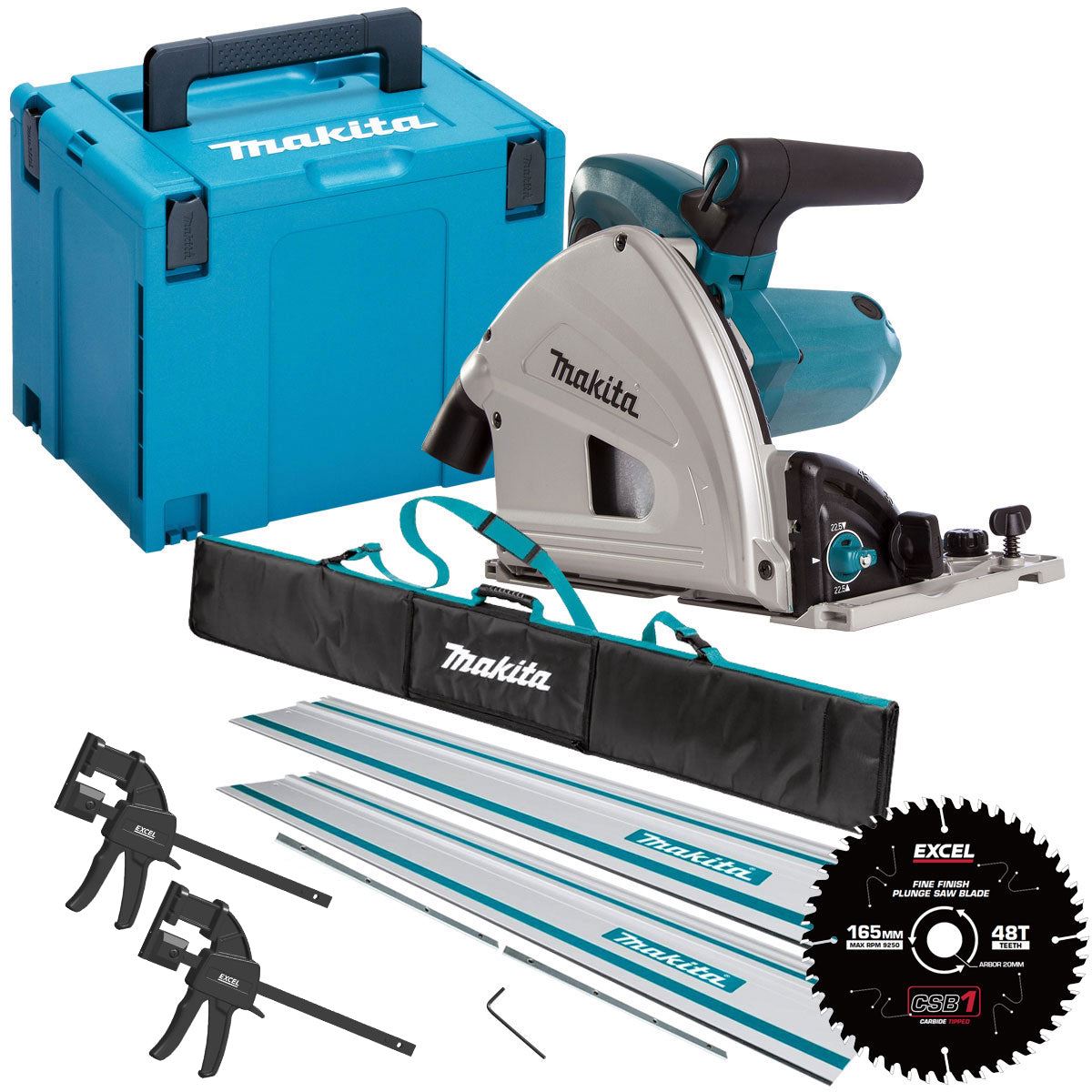 Professional 165mm Plunge Saw With Guide Rail System